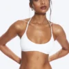 Soft Ribbed Halter Bra – White