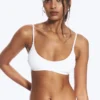 Soft Ribbed Halter Bra – White