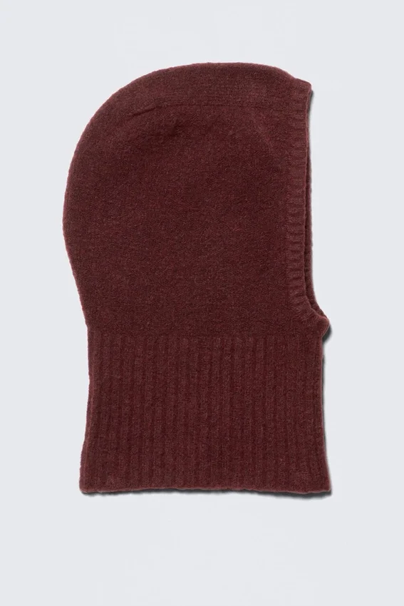 Soft Ribbed Knitted Hood – Dark Maroon Soft Ribbed Knitted Hood – Dark Maroon