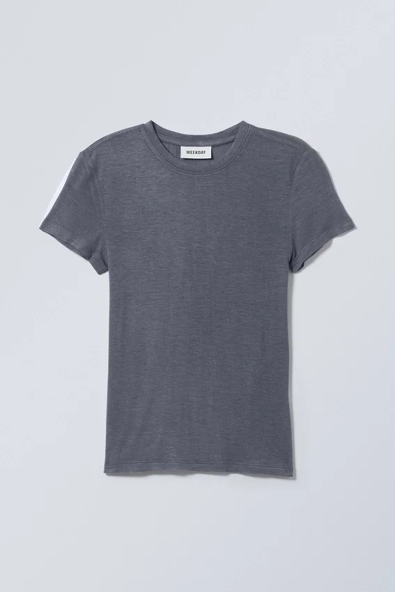 Soft Sheer Fitted T-Shirt – Dusty Blue Soft Sheer Fitted T-Shirt – Dusty Blue