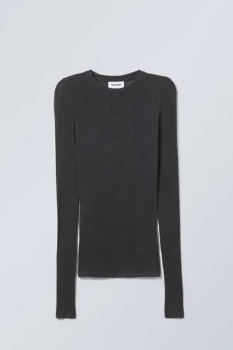 Soft Sheer Long Sleeve Top – Dark Grey