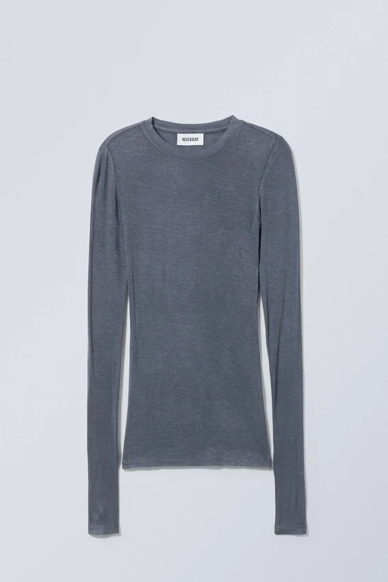 Soft Sheer Long Sleeve Top – Dusty Blue Soft Sheer Long Sleeve Top – Dusty Blue