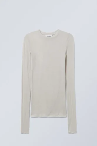 Soft Sheer Long Sleeve Top – Light Mole