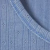 Soft Short-Sleeved Pointelle Top – Dusty Blue