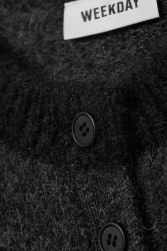 Soft Slim Fit Wool Blend Cardigan – Dark Grey Melange
