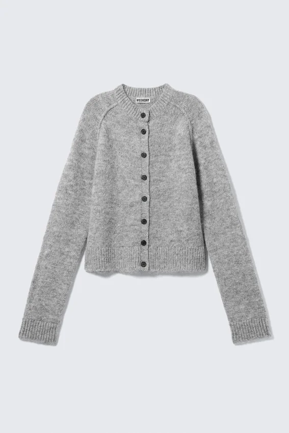 Soft Slim Fit Wool Blend Cardigan – Grey Melange Soft Slim Fit Wool Blend Cardigan – Grey Melange