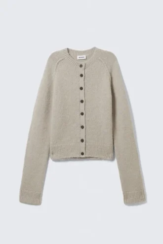 Soft Slim Fit Wool Blend Cardigan – Light Mole