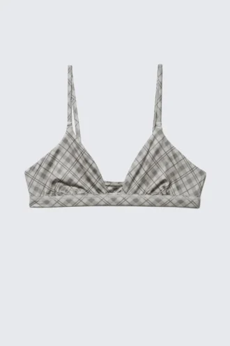 Soft Triangle Bralette – Checked Greige