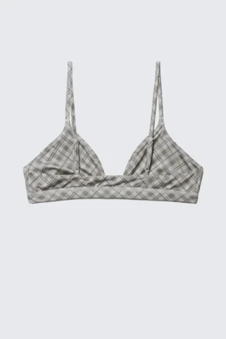 Soft Triangle Bralette – Checked Greige
