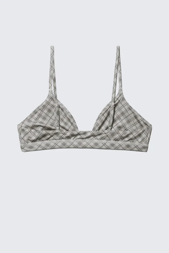 Soft Triangle Bralette – Checked Greige Soft Triangle Bralette – Checked Greige