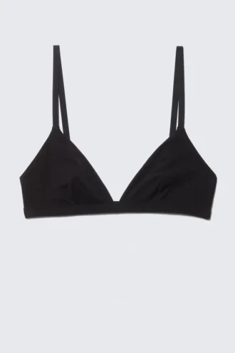 Soft Triangle Cotton Bra – Black