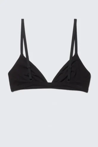Soft Triangle Cotton Bra – Black