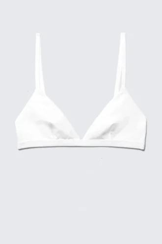 Soft Triangle Cotton Bra – White Soft Triangle Cotton Bra – White