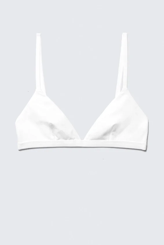 Soft Triangle Cotton Bra – White Soft Triangle Cotton Bra – White