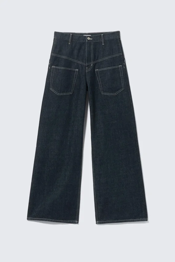 Solar Deconstructed Loose Wide Leg Jeans – Blue Rinse – Dark Blue Solar Deconstructed Loose Wide Leg Jeans – Blue Rinse – Dark Blue