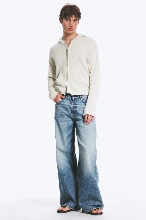 Solar Loose Wide Leg Unisex Jeans – Blue Horses – Medium Blue Solar Loose Wide Leg Unisex Jeans – Blue Horses – Medium Blue