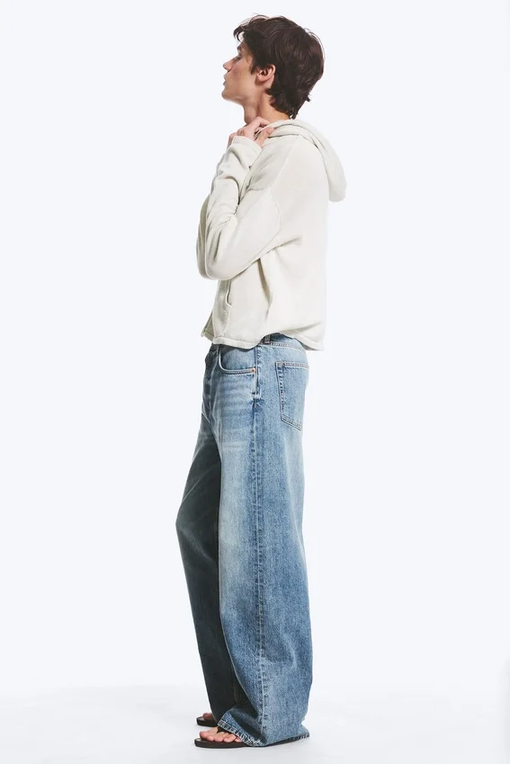 Solar Loose Wide Leg Unisex Jeans – Blue Horses – Medium Blue Solar Loose Wide Leg Unisex Jeans – Blue Horses – Medium Blue