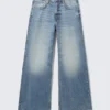Solar Loose Wide Leg Unisex Jeans – Blue Horses – Medium Blue Solar Loose Wide Leg Unisex Jeans – Blue Horses – Medium Blue