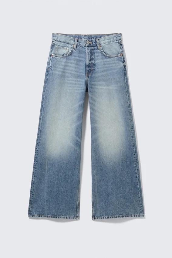 Solar Loose Wide Leg Unisex Jeans – Blue Horses – Medium Blue Solar Loose Wide Leg Unisex Jeans – Blue Horses – Medium Blue