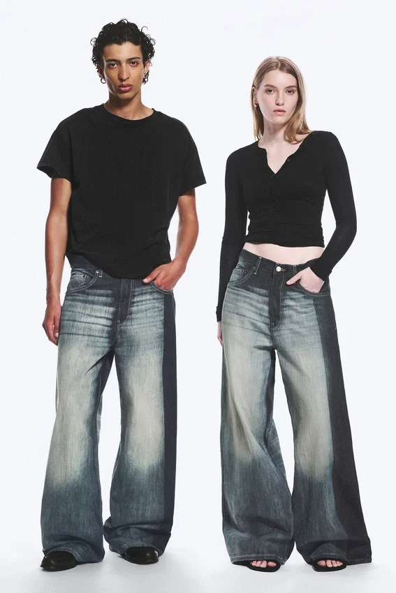 Solar Loose Wide Leg Unisex Jeans – Laser Board Blue – Medium Blue Solar Loose Wide Leg Unisex Jeans – Laser Board Blue – Medium Blue