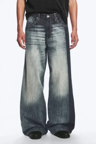 Solar Loose Wide Leg Unisex Jeans – Laser Board Blue – Medium Blue