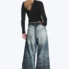 Solar Loose Wide Leg Unisex Jeans – Laser Board Blue – Medium Blue Solar Loose Wide Leg Unisex Jeans – Laser Board Blue – Medium Blue