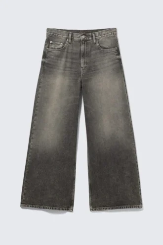Solar Loose Wide Leg Unisex Jeans – Redondo Black – Washed Black