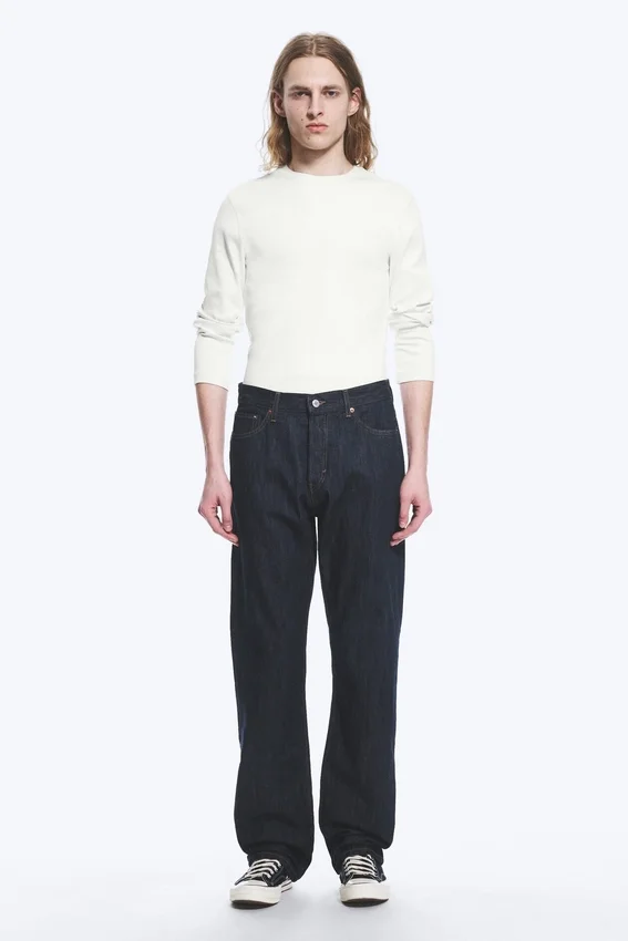 Space Mid Rise Relaxed Straight Jeans – Blue Rinse – Dark Blue Space Mid Rise Relaxed Straight Jeans – Blue Rinse – Dark Blue