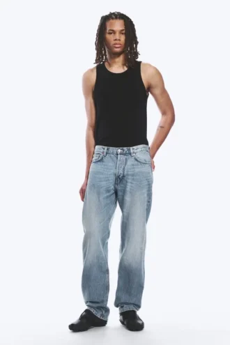 Space Mid Rise Relaxed Straight Jeans – Blue Stream – Medium Blue