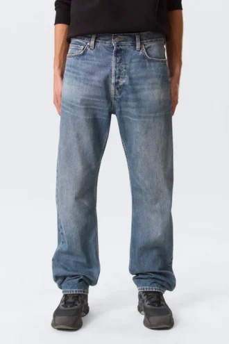Space Mid Rise Relaxed Straight Jeans – Iron Blue