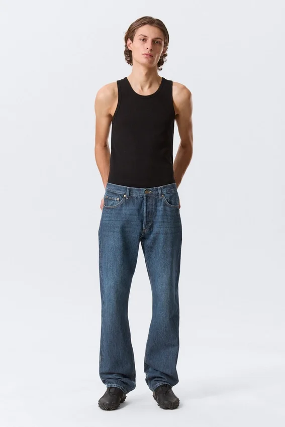 Space Mid Rise Relaxed Straight Jeans – Morning Blue – Dark Blue Space Mid Rise Relaxed Straight Jeans – Morning Blue – Dark Blue
