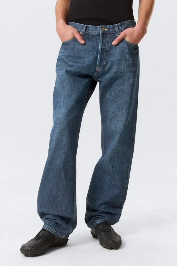 Space Mid Rise Relaxed Straight Jeans – Morning Blue – Dark Blue Space Mid Rise Relaxed Straight Jeans – Morning Blue – Dark Blue