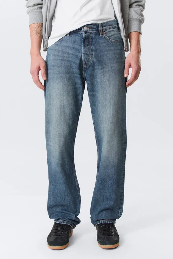 Space Mid Rise Relaxed Straight Jeans – Radio Blue – Medium Blue Space Mid Rise Relaxed Straight Jeans – Radio Blue – Medium Blue
