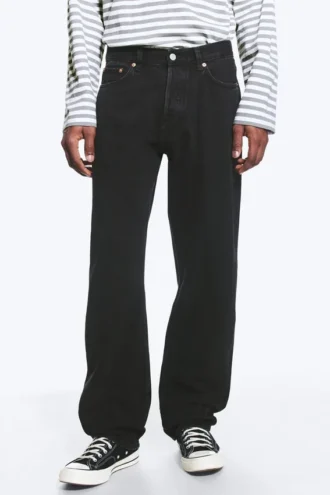 Space Mid Rise Relaxed Straight Jeans – Tuned Black – Black
