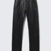 Space Relaxed Faux Leather Zip Hem Trousers – Black Space Relaxed Faux Leather Zip Hem Trousers – Black