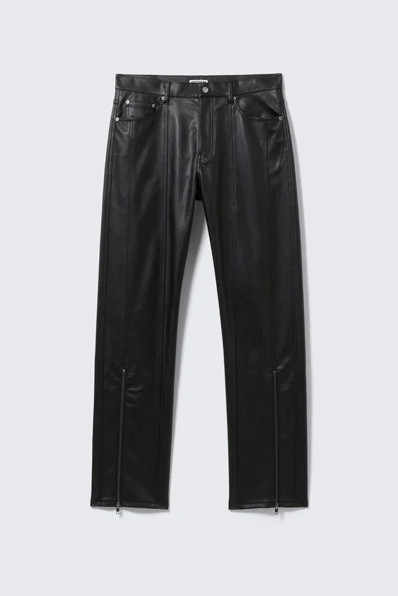 Space Relaxed Faux Leather Zip Hem Trousers – Black Space Relaxed Faux Leather Zip Hem Trousers – Black
