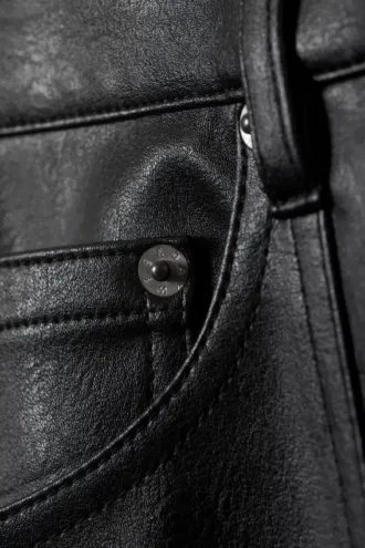Space Relaxed Faux Leather Zip Hem Trousers – Black