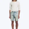 Space Relaxed Mid-Thigh Denim Shorts – Port Blue – Light Blue Space Relaxed Mid-Thigh Denim Shorts – Port Blue – Light Blue