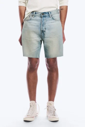 Space Relaxed Mid-Thigh Denim Shorts – Port Blue – Light Blue