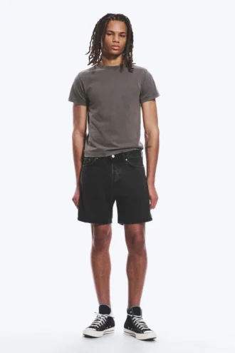 Space Relaxed Mid-Thigh Denim Shorts – Tuned Black – Black