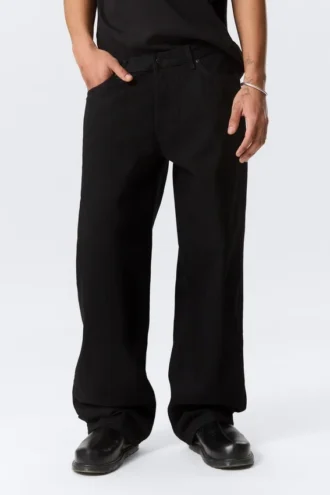 Sphere Low Rise Loose Straight Jeans – Black Rinse – Black