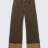 Spice Low Rise Fold-Up Twill Trousers – Dark Brown Spice Low Rise Fold-Up Twill Trousers – Dark Brown