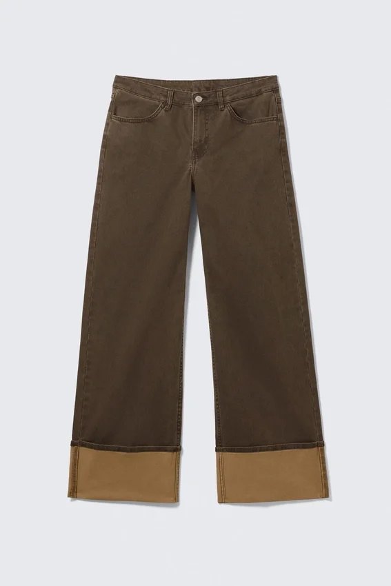 Spice Low Rise Fold-Up Twill Trousers – Dark Brown Spice Low Rise Fold-Up Twill Trousers – Dark Brown