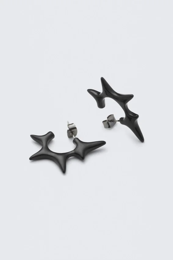 Spiky Hoop Earrings – Black Spiky Hoop Earrings – Black