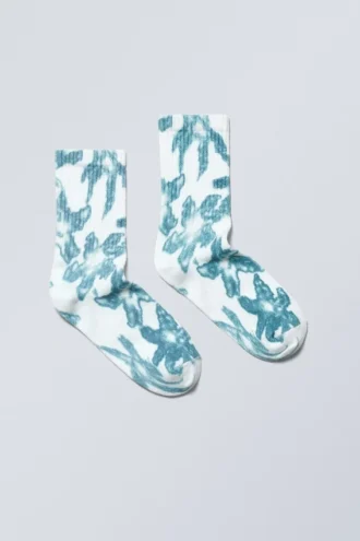 Sport Printed Socks – Blue Flower
