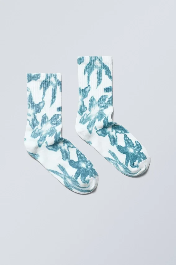 Sport Printed Socks – Blue Flower Sport Printed Socks – Blue Flower