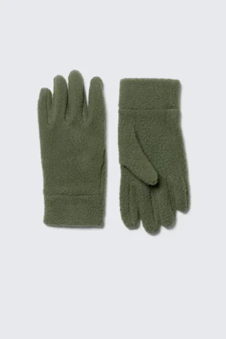 Sporty Fleece Gloves – Dark Khaki Green