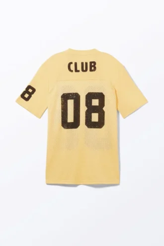 Sporty Mini T-Shirt Dress – Light Yellow & Brown
