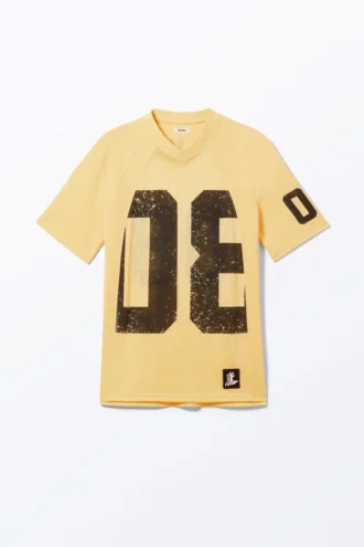 Sporty Mini T-Shirt Dress – Light Yellow & Brown