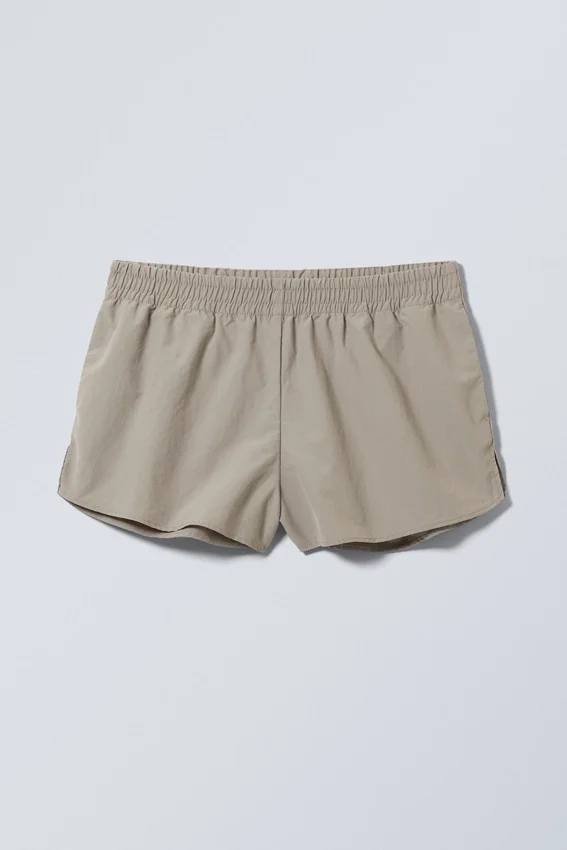 Sporty Nylon Mini Shorts – Beige Sporty Nylon Mini Shorts – Beige